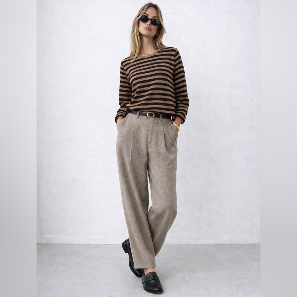 CT Plage Light Wool Rib Striped Pullover Camel Black XS/S NWT 25AW Original